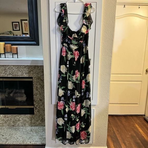 Lulus Florally Impressed Black Floral Print Jumpsuit Size Medium - Picture 5 of 10